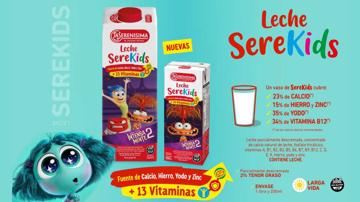 La Serenísima presenta las leches SereKids con los personajes de Intensamente 2