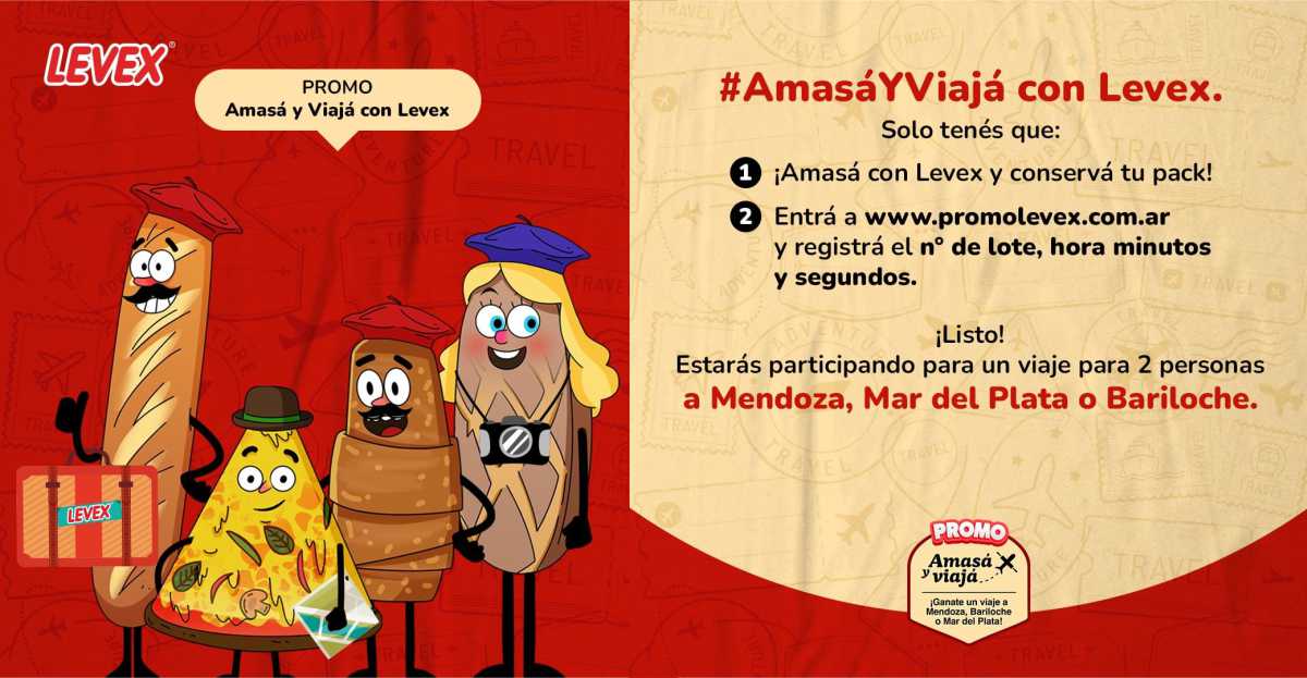 Participá y ganá con la promo Levex «Amasá y viajá»